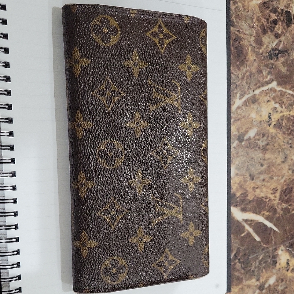 Louis Vuitton Monogram Brown Wallet With Gold But… - image 2